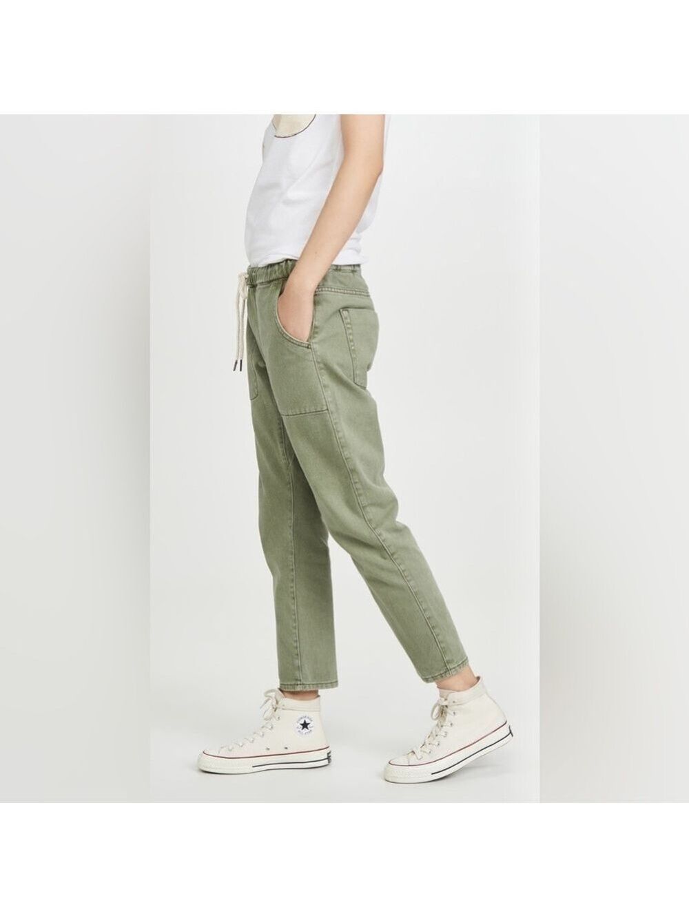One Teaspoon Shabbies Drawstring Boyfriend Jeans Super Khaki Size Small NWT - Picture 4 of 11